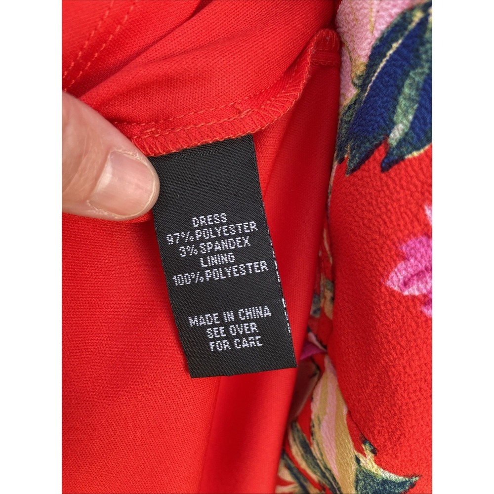 By & By Red Floral Ruffle V-Neck Maxi Dress Womens Small Sleeveless Pink Yellow - Picture 10 of 10